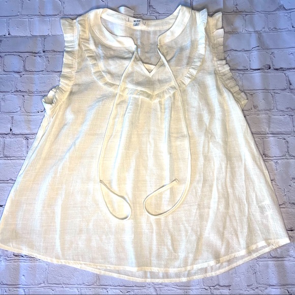 Cream Ruffle Sleeveless Top | Size Large - Picture 1 of 4